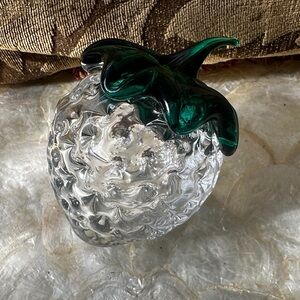 Rare Hand Blown Blenko Clear Glass Strawberry Vintage